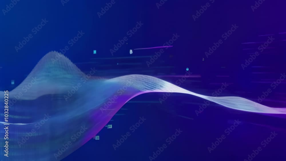 Poster abstract digital wave flowing through cyberspace, representing the constant flow and exchange of inf
