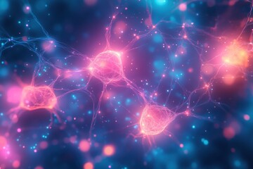Fototapeta premium futuristic banner featuring telepathic communication concept with glowing neural connections on background, ideal for text insertion
