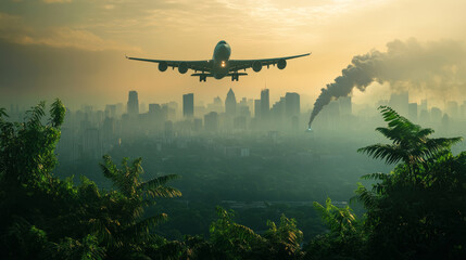 Fototapeta premium Using biofuels, airplanes can fly without polluting the air. This helps make air travel more environmentally friendly and is a step towards a greener future for flying.