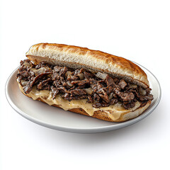 Mouthwatering Cheesesteak Sandwich with Melted Cheese and Saut&eacute;ed Mushrooms on a Hoagie Roll - Perfect for Comfort Food Lovers and Culinary Enthusiasts