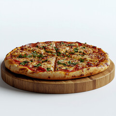 Delicious Classic Cheese Pizza on Wooden Board - Perfect for Menu Design and Culinary Websites