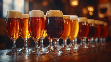Celebration of Craft Beer in Diverse Glassware Display