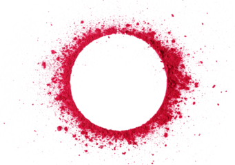 Dried beet root powder in shape circle isolated on white background, top view