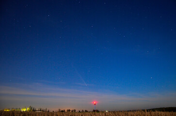 Hnevosice, Opavas, SIlesia, Czech 15 October 2024: photos comet C2023 A3 Tsuchinshan ATLAS relax...