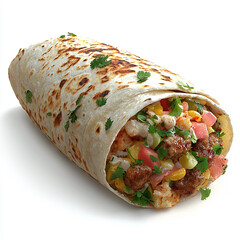 Freshly Grilled Burrito with Savory Meat, Rice, and Vegetables - Perfect for Healthy and Delicious Mexican Meals