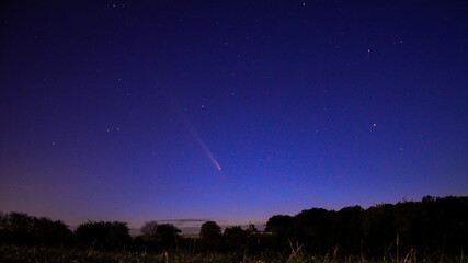 Naklejka premium Hnevosice, Opavas, SIlesia, Czech 15 October 2024: photos comet C2023 A3 Tsuchinshan ATLAS relax astrology background