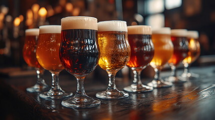 Celebration of Craft Beer in Diverse Glassware Display