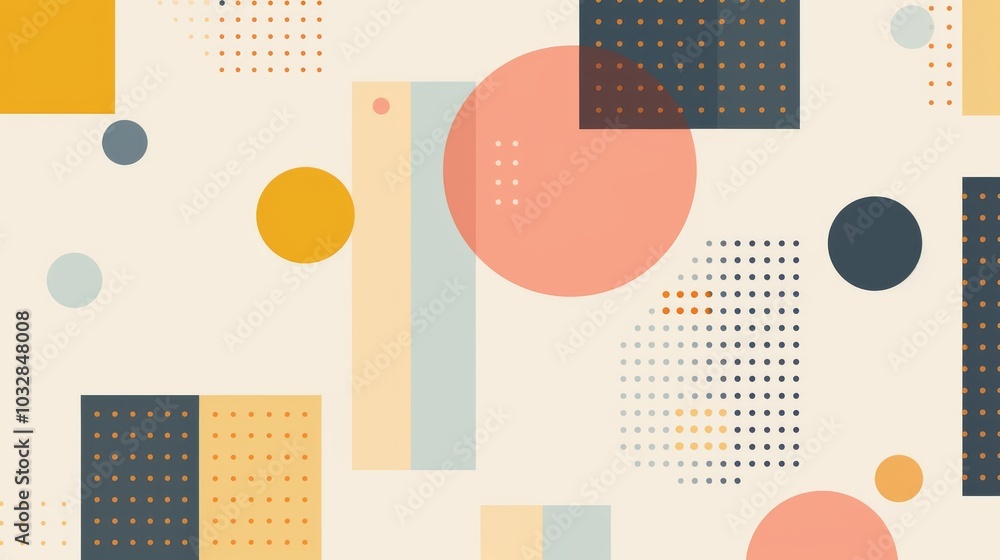 Poster a clean and minimalistic geometric design with scandinavian colors, using abstract shapes like recta