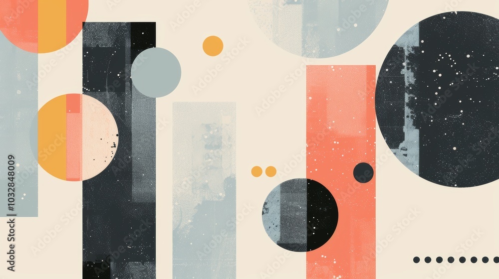 Poster a clean and minimalistic geometric design with scandinavian colors, using abstract shapes like recta