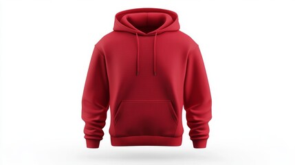 Blank hooded sweatshirt mockup for print, isolated on white background, 3d rendering, 3d illustration 
