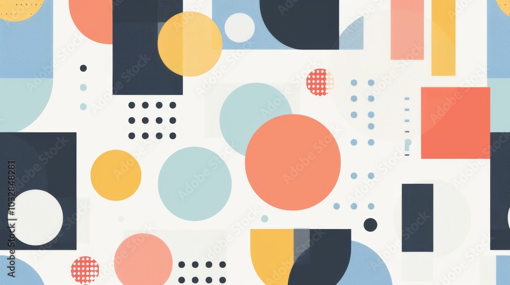 Poster a clean and minimalistic geometric design with scandinavian colors, using abstract shapes like recta