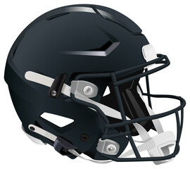 Realistic dark blue 3D helmet for American Football with dark blue mask and chin strap