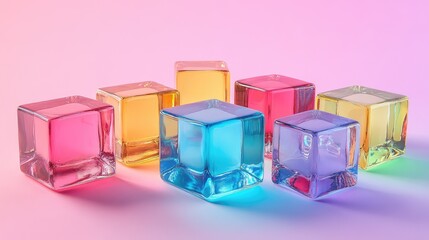 Colorful Glass Cubes on Gradient Background - High-Resolution Image Showcasing Vibrant and Dynamic Design for Creative Projects