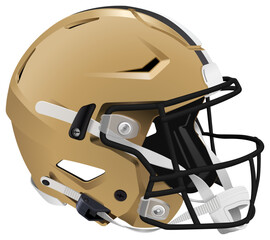 Old gold 3D helmet for American Football with black facemask and chin strap