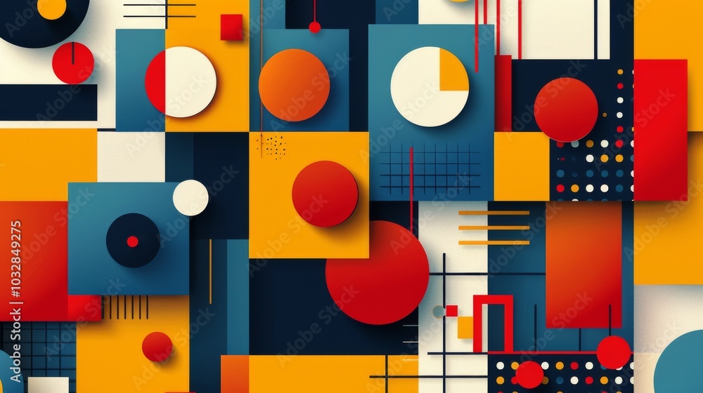 Poster a clean and minimalistic geometric design with scandinavian colors, using abstract shapes like recta