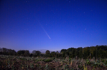 Hnevosice, Opavas, SIlesia, Czech 15 October 2024: photos comet C2023 A3 Tsuchinshan ATLAS relax...