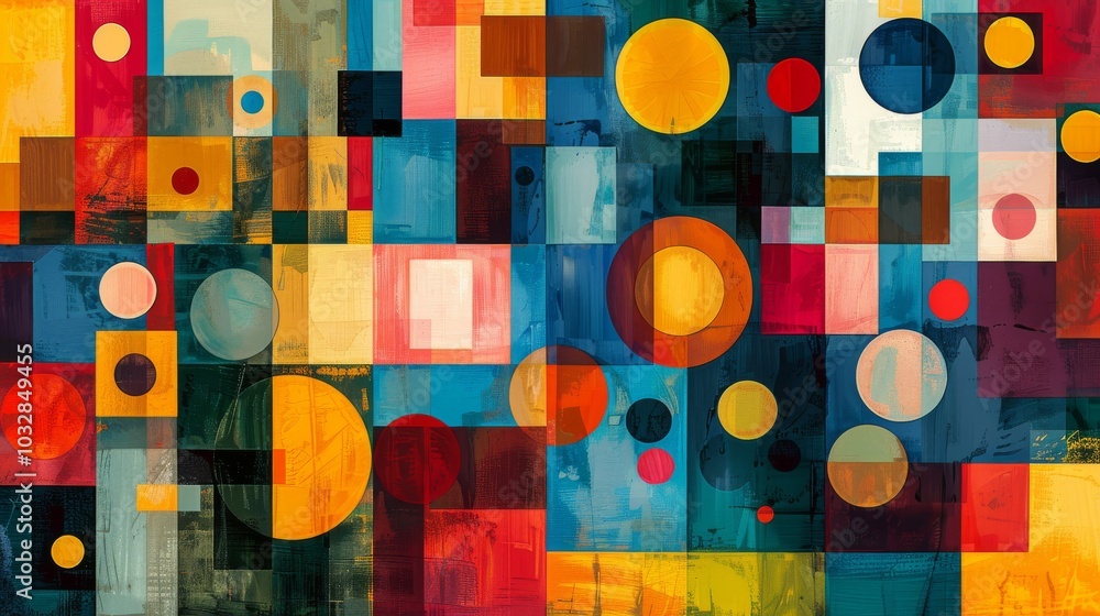 Poster a clean and minimalistic geometric design with scandinavian colors, using abstract shapes like recta