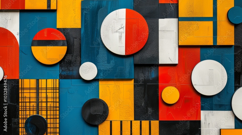 Poster a clean and minimalistic geometric design with scandinavian colors, using abstract shapes like recta