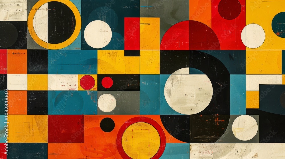 Poster a clean and minimalistic geometric design with scandinavian colors, using abstract shapes like recta