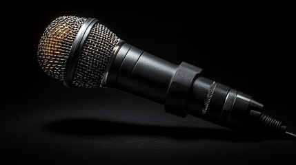 Obraz premium A professional microphone with a black background.