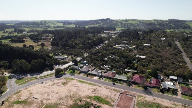 Aerial View of a Scenic Suburb Neighbourhood Adjacent to the Golf Course