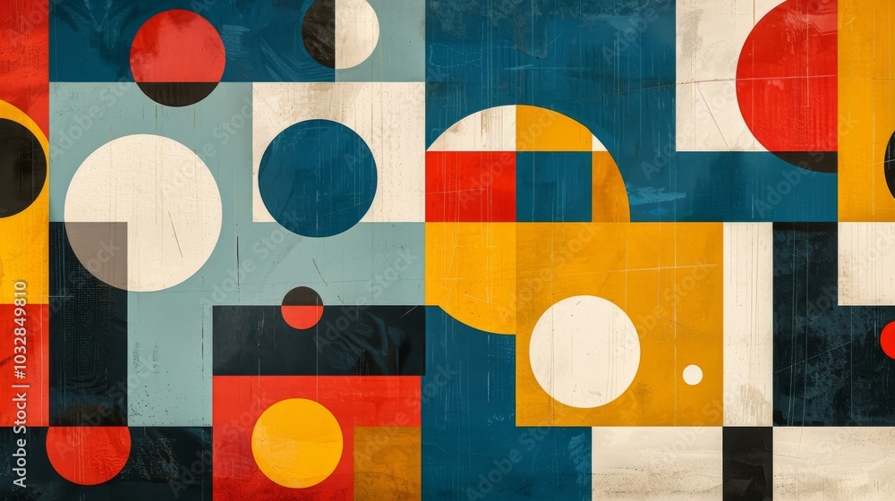 Poster a clean and minimalistic geometric design with scandinavian colors, using abstract shapes like recta