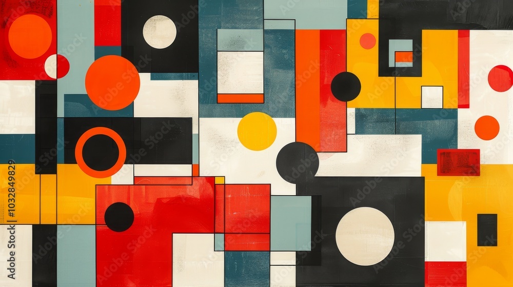 Poster a clean and minimalistic geometric design with scandinavian colors, using abstract shapes like recta