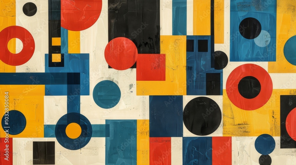 Poster a clean and minimalistic geometric design with scandinavian colors, using abstract shapes like recta