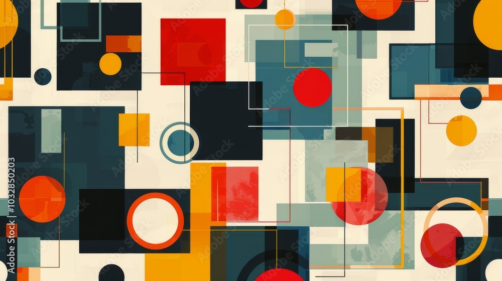 Poster a clean and minimalistic geometric design with scandinavian colors, using abstract shapes like recta