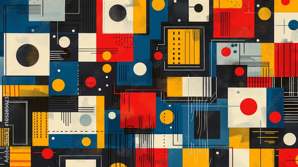 Poster a clean and minimalistic geometric design with scandinavian colors, using abstract shapes like recta