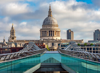 St. Paul's cathedral seen from Millennium bridge, London, UK