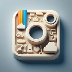 3D Instagram Social Media Icon