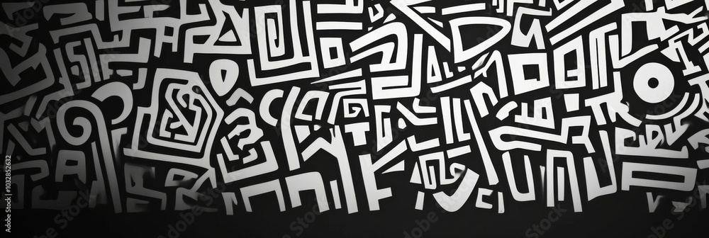 Poster abstract background with hieroglyphs. the chaotic arrangement of lines. plain monochromatic pattern