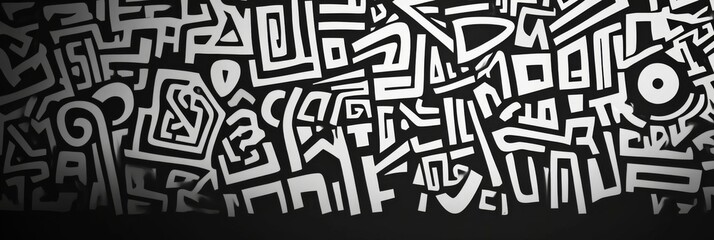Abstract background with hieroglyphs. The chaotic arrangement of lines. Plain monochromatic pattern 