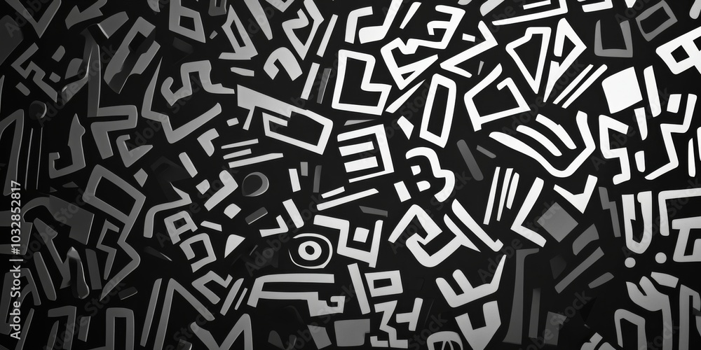 Poster abstract background with hieroglyphs. the chaotic arrangement of lines. plain monochromatic pattern