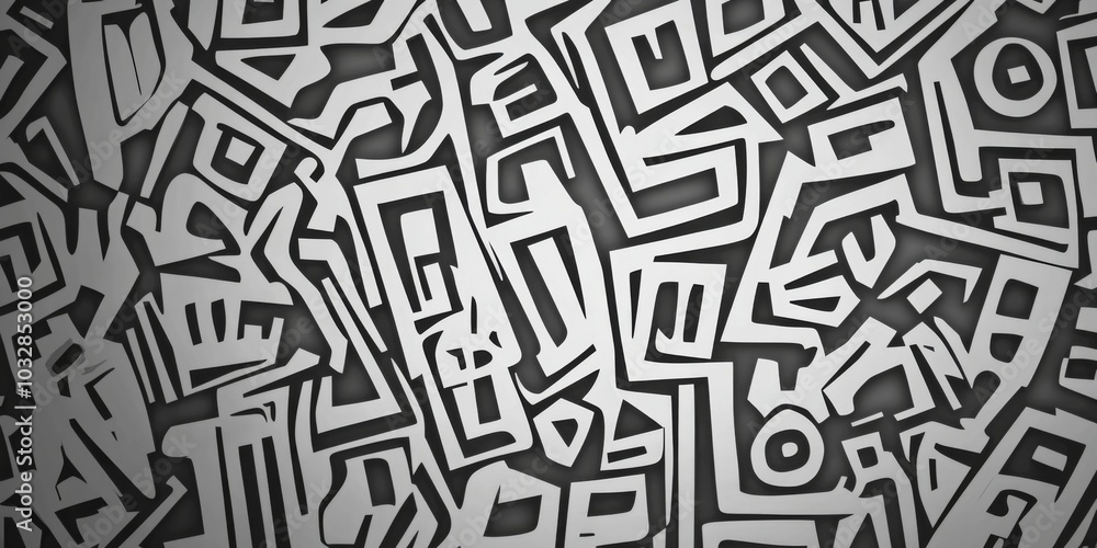 Poster abstract background with hieroglyphs. the chaotic arrangement of lines. plain monochromatic pattern