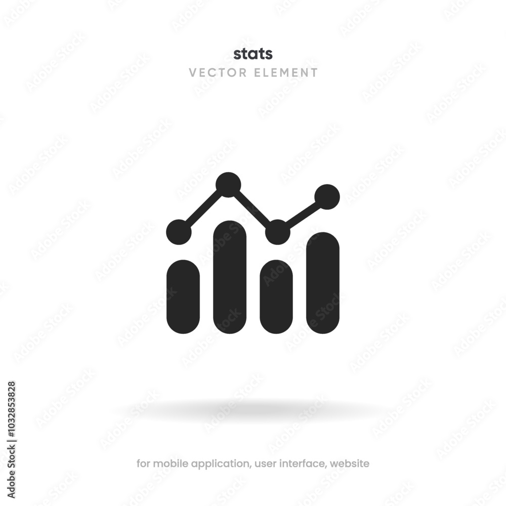 Aufkleber statistic icon. 3d financial analysis stats icon. growing graph. business chart symbol. growths char