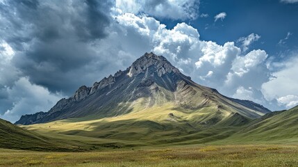 Fototapeta premium Mount Shahdagh, an impressive peak located in the Qusar District of Azerbaijan, stands tall near the border with Russia.