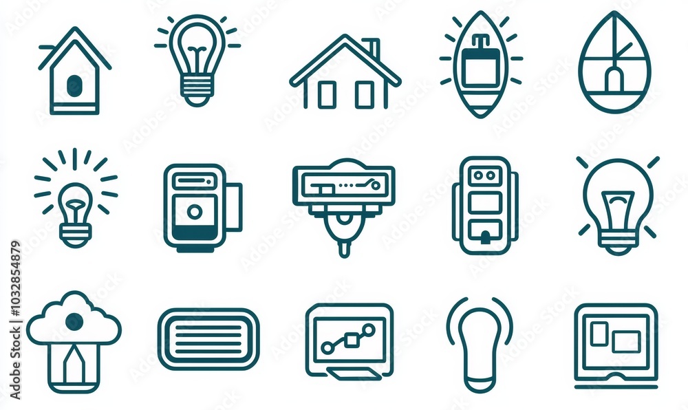 Poster set of modern smart home icons isolated on a white background. outline set of smart home modern icon