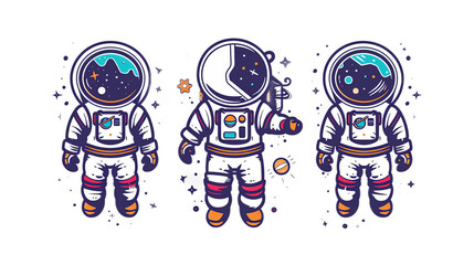 Colorful Cartoon Astronaut Characters