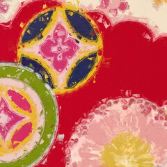 Oil paintings and various flowers, roses, peonies, cranes, lotus leaves, lotus flowers,...