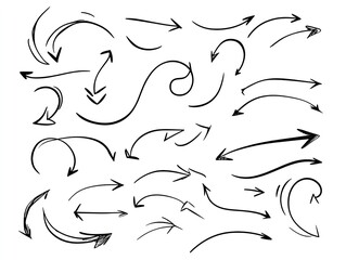 Dynamic Hand-Drawn Circular Arrows: Unique Curves and Loops for Artistic Sports Interior Wall Art or Motivational Posters