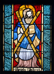 Saint Andrew the Apostle. A stained-glass window in Kościół Świętej Trójcy [Holy Trinity...