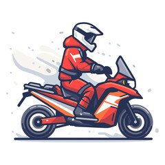 Snowmobile. Winter sport. Vector illustration in cartoon style on white background.