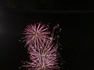 Fireworks​ on​ the​ dark ​sky​ background