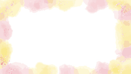 ピンクと黄色の淡い色の水彩枠