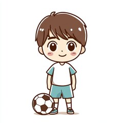 Cute Cartoon Boy with Soccer Ball Illustration