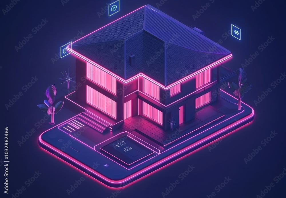 Aufkleber internet of things isometric conceptual image of a smartphone screen with smart home technologies on