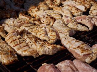 Chicken cooking on the grill, Garlic Festival, Easton, Pennsylvania, USA