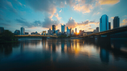 Obraz premium city skyline at sunset